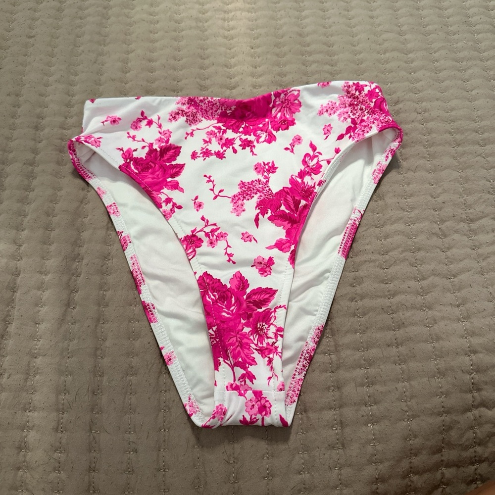Frankie's Bikinis Pink Floral Bikini Bottom